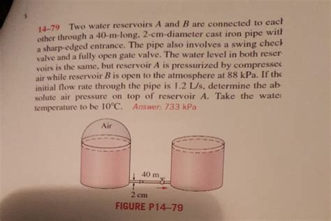 Solved 14 79 Two Water Reservoirs A And B Are Connected To Chegg