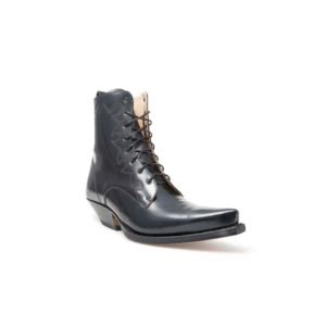 Botín Sendra 2591 Cuervo Western para hombre en cuero negro con cordones