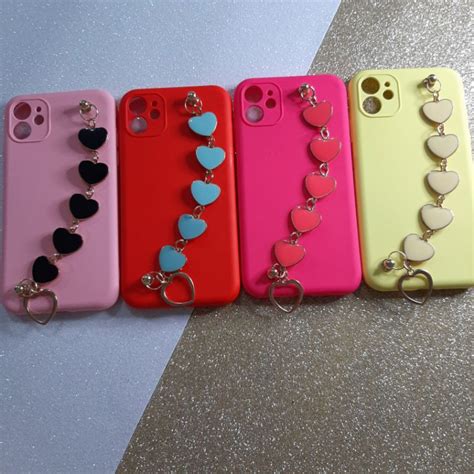 IPhone 11 Capinha Capa Case Aveludada Corrente Coração Luxo para