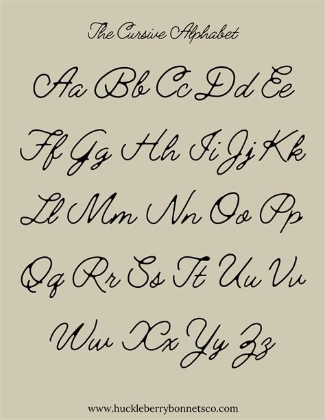 *Digital Download* Cursive Alphabet Poster — Huckleberry Bonnets Co ...