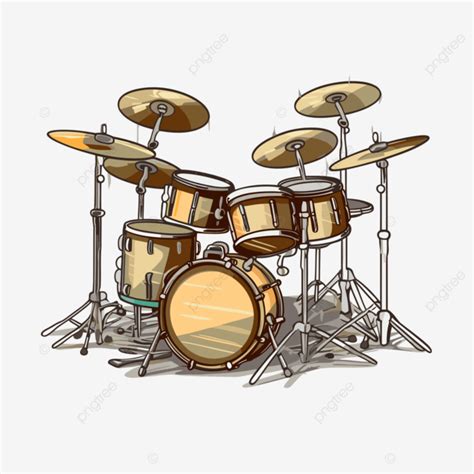 Drumset Clipart Handdrawn Drum Set Vector Illustration Cartoon Drumset