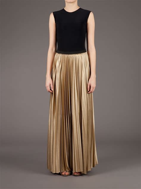 Lyst Enza Costa Pleated Maxi Skirt In Metallic