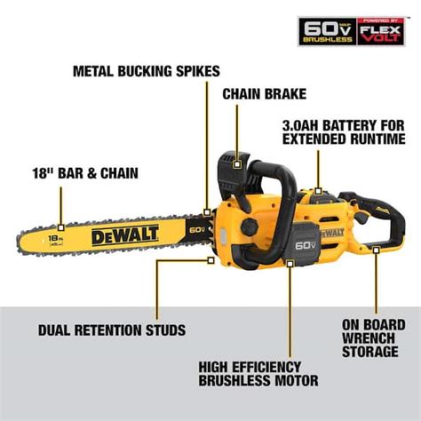 Dewalt Dccs672x1 60v Max 18in Brushless Battery Powered Chainsaw Kit With 1 Flexvolt 3ah