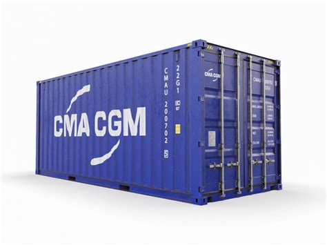 20 Feet CMA CGM Standard Shipping Container 3D Model CGTrader