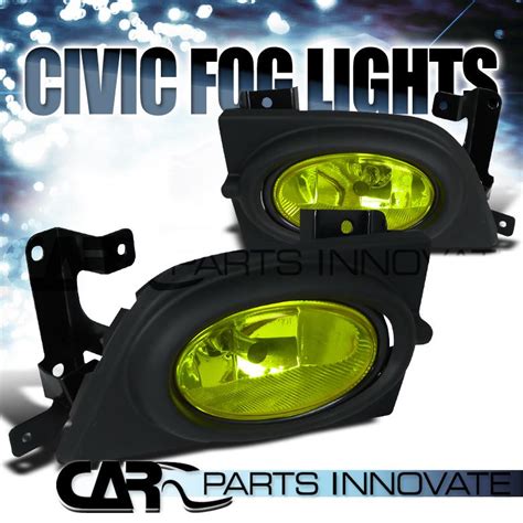 Find 06 08 Honda Civic 4dr Sedan Front Bumper Yellow Lens Fog Lights Kit In Walnut California