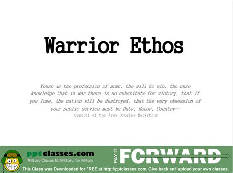 Warrior Ethos - PowerPoint Ranger, Pre-made Military PPT Classes