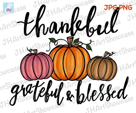 Happy Fall Png Thankful Grateful Blessed Png Pumpkin With Etsy