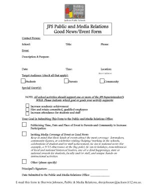 Fillable Online Pmr Good News Form Pdf Jackson Public Schools Fax