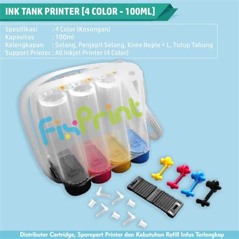 Jual Tabung Infus Sepatu 4 Warna 100ml Inktank Ciss Modifikasi Printer