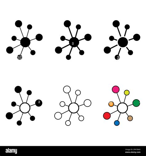 Set Of Hub Flat Network Icon Connect Structure Vector Symbol Isolated