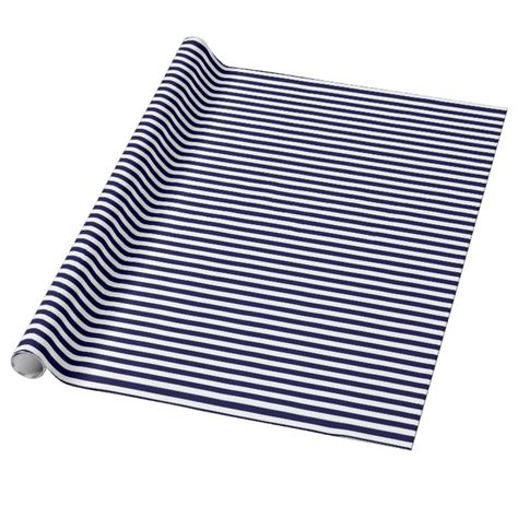 Classic Navy Blue And White Stripe Pattern Wrapping Paper