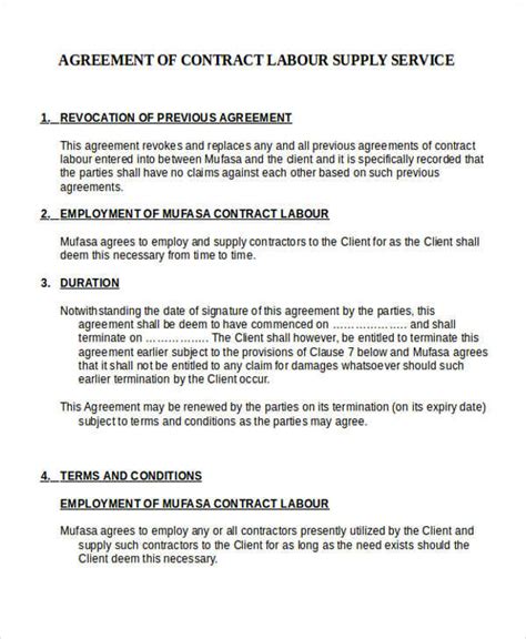 Free Contract Agreement Formats In Ms Word Pdf Excel