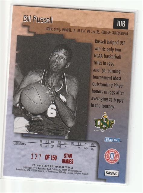 ヤフオク Bill Russell 13 14 Fleer Retro Star Rubies 15