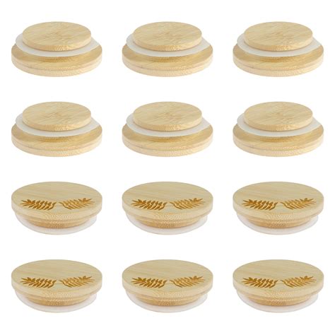 Pcapzz 12pcs Reusable Bamboo Lids For Oui Yogurt Jars Leak Proof Wide