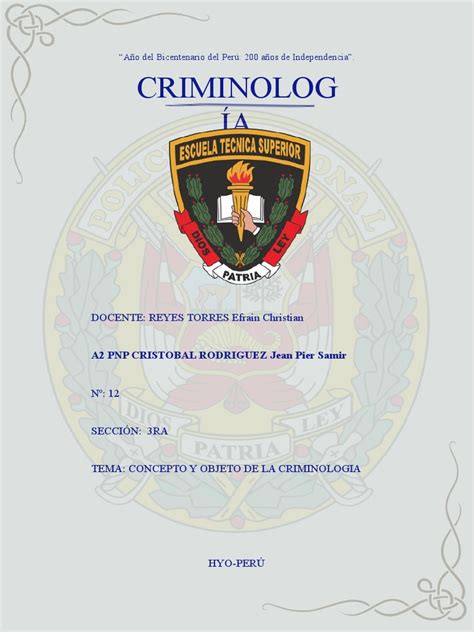 Tarea 1 Concepto Y Objeto De La Criminologia Pdf Criminología