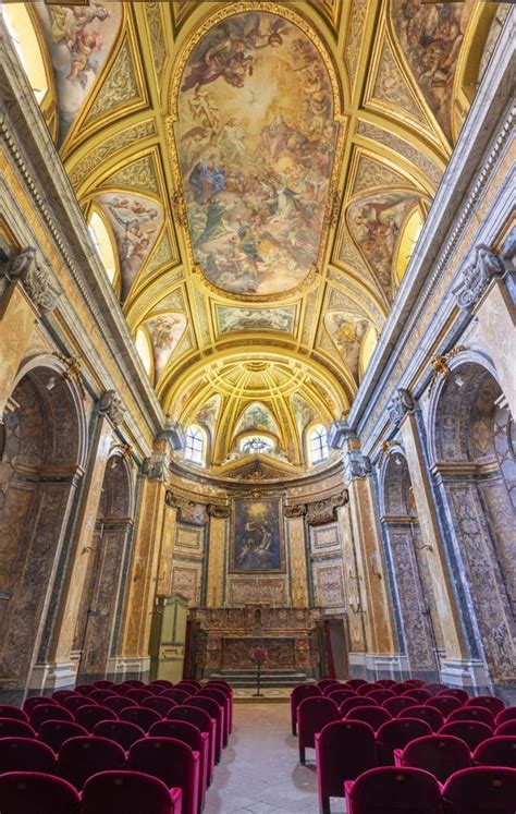 Naples Italy April The Nave Of Baroque Church Chiesa Di