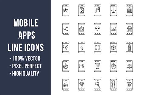 Premium Vector Mobile Apps Line Icons