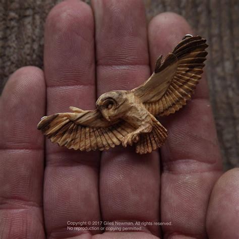 The Finished Barn Owl Pendant Hand Carved By Knife From English Oak