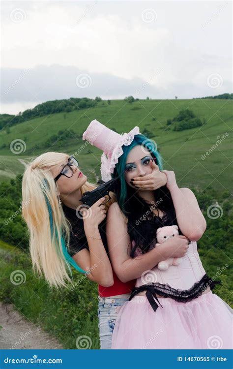 Blonde With A Pistol Stock Image Image Of Beautiful