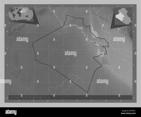 Al Anbar Province Of Iraq Grayscale Elevation Map With Lakes And