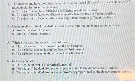 Solved The Electron And Hole Mobilities In An N Type Chegg