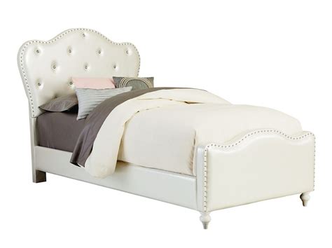 Standard Furniture Caroline Twin Upholstered Bed In Pearlescent White