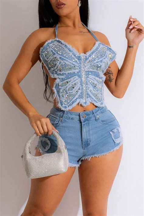 Wholesale Sexy Solid Bandage Patchwork Backless Hot Drill Halter Sleeveless Two Pieces Moonosa