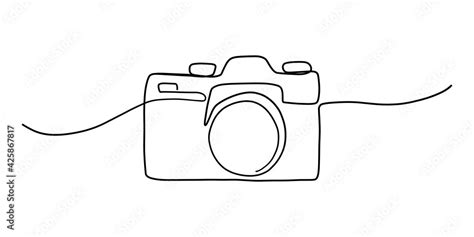 Camera Single Linear Drawing One Line Photography Tool Minimal Logo