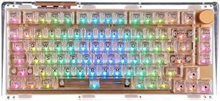MK32 82 Key Hot Swappable Wired Mechanical Keyboard With Transparent Keycaps RGB Backlit Custom
