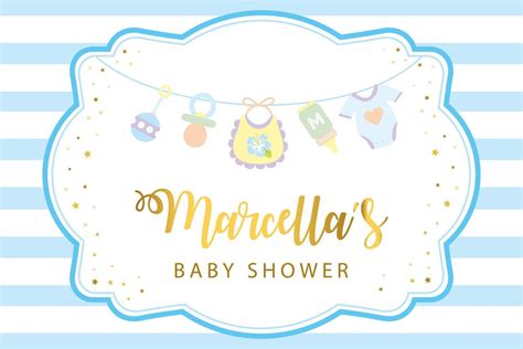 Classic baby boy shower banner with baby toys 10789847 Vector Art at ...