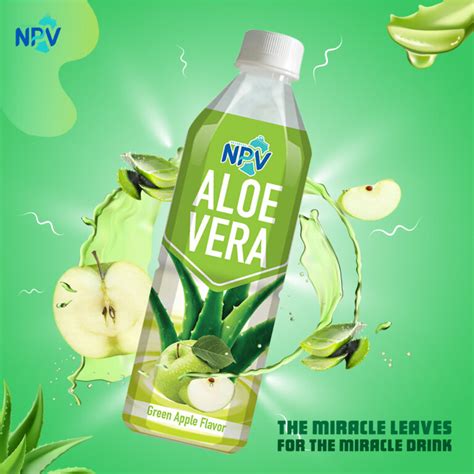 Aloe Vera Drink With Green Apple Flavor 500ml Bottle NPV Beverage