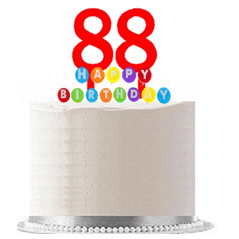 Item#088WCD - Happy 88th Birthday Party Red Cake Topper & Rainbow ...