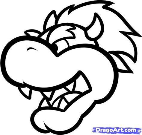 How To Draw Bowser Easy, Step By Step, Drawing Guide, By Dawn Drawings, Black And White Art ...