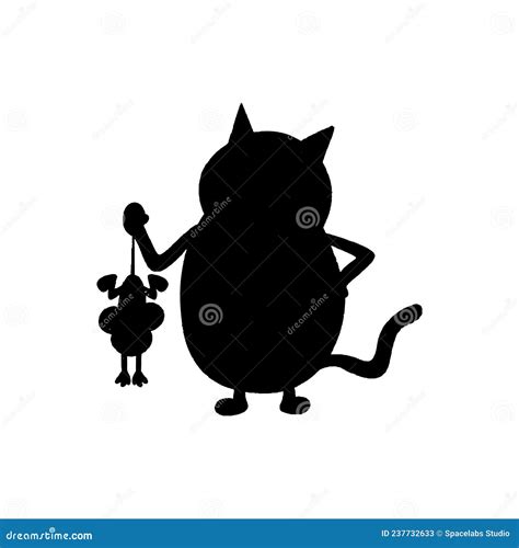 Cat and Mouse Silhouette Cute Mouse and Cat Animal Vector Stock Vector ...