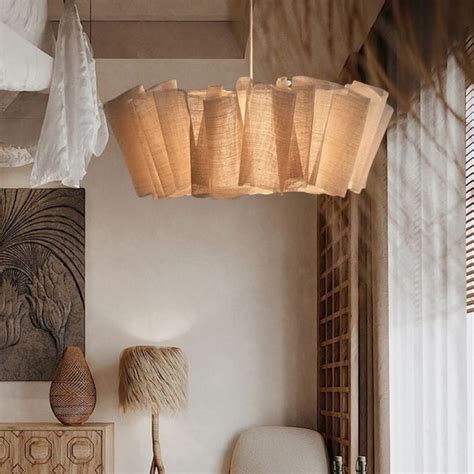 Arturesthome Nordic Linen Pleated Fabric Pendant Light Lampshade