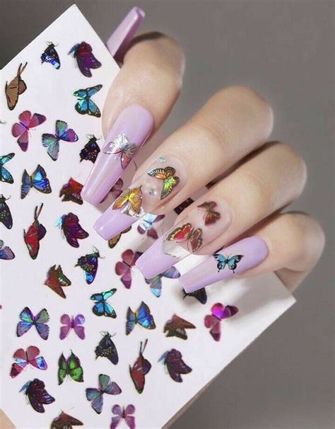 Butterfly Nail Stickers Waterproof Nail Art Design DIY Decal Pink - Etsy