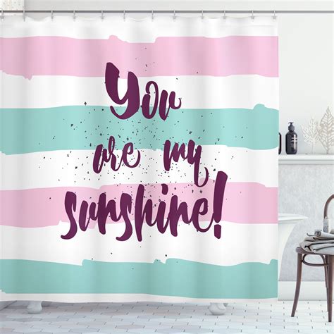 Quotes Decor Shower Curtain Horizontal Striped Setting With Sunshine