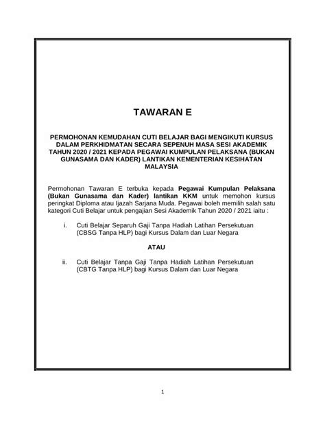 PDF GARIS PANDUAN KEMUDAHAN CUTI BELAJAR KEPADA Ehlp Moh Gov My