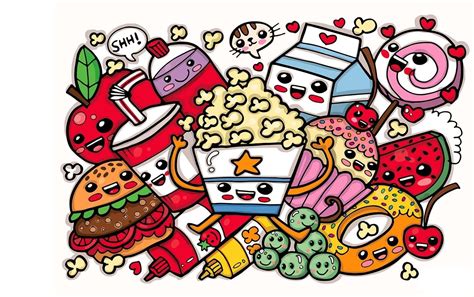 Cute Food Doodle Wallpaper