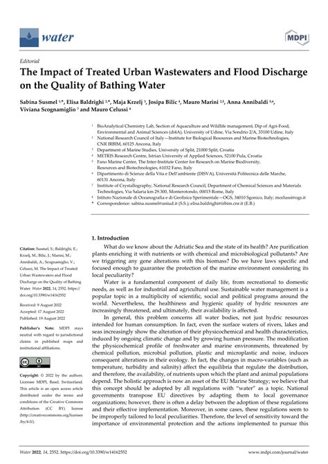 PDF The Impact Of Treated Urban Wastewaters And Flood Discharge On