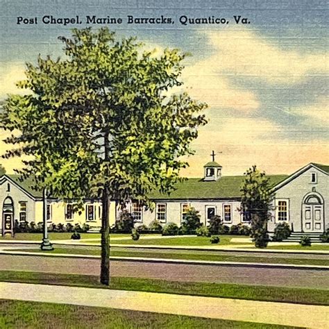 Vintage Quantico, VA Linen Postcard US Marines Post Chapel Unposted ...