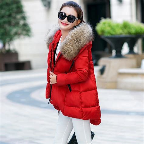 New Casual Fake Fur Collar Parka Down Cotton Jacket Winter Jacket Women