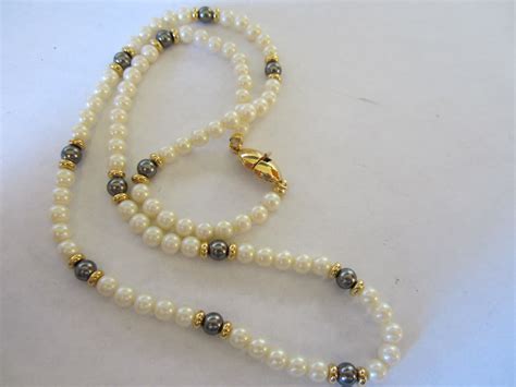 Vintage Pearl Necklace Costume Jewelry By Monet 1980 S