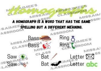 Homophone Homograph Homonym Bundle By Miss Aimee S Classroom Tpt