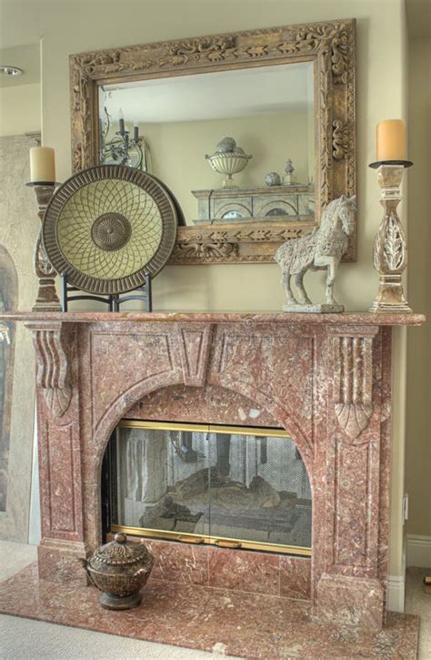 Fireplace home decor stock image. Image of decor, pink - 180980709