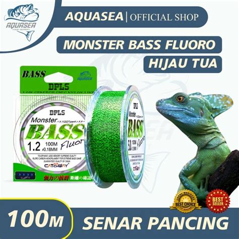 aquasea tali pancing bass fluorocarbon  warna hijau tua senar