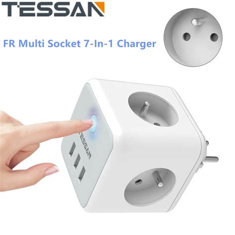 Tessan Regleta Cubo De Enchufe De Pared Fr Con Enchufes Franceses Y