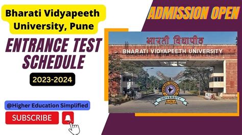 Bharati Vidyapeeth University Pune Entrance Test Schedule