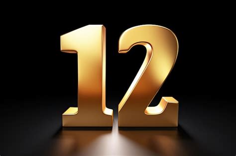 Premium Photo | Gold Number 12 Twelve On Black Background