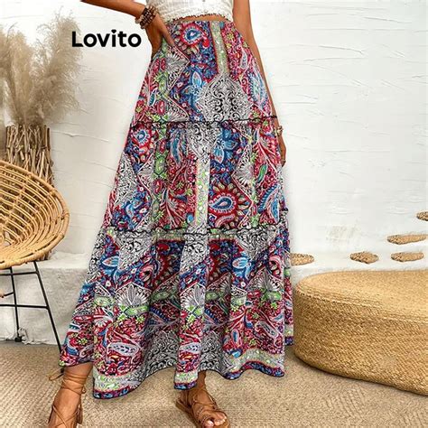 Lovito Women Boho Paisley Pattern Skirt Lnl Shopee Philippines